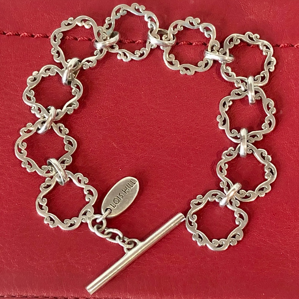 LOIS HILL Cut Out Gently Sculpted Sterling Silver Suspended Circle Drop Earrings - Picture 9 of 9